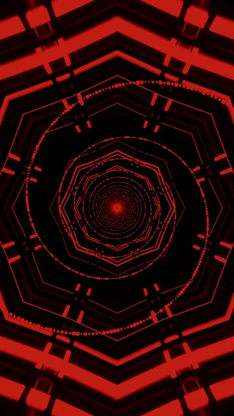 Seamless tunnel video loop with vibrant red patterns creating a captivating.. Stock Footage 321570028