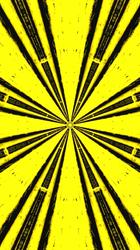 Seamless tunnel video loop with vibrant yellow and black patterns creating .. Stock Footage 321570671