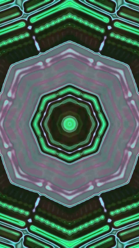 Seamless tunnel video loop with vibrant green patterns and hypnotic effects.. Stock Footage 321571811