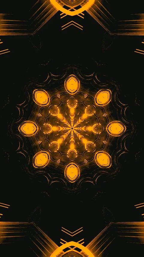 Seamless tunnel video loop with vibrant orange patterns and dynamic shapes .. Stock Footage 321571928