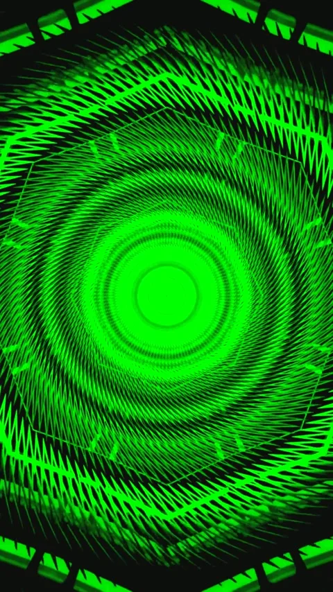 Seamless tunnel video loop with vibrant green patterns creating a mesmerizi.. Stock Footage 321572069