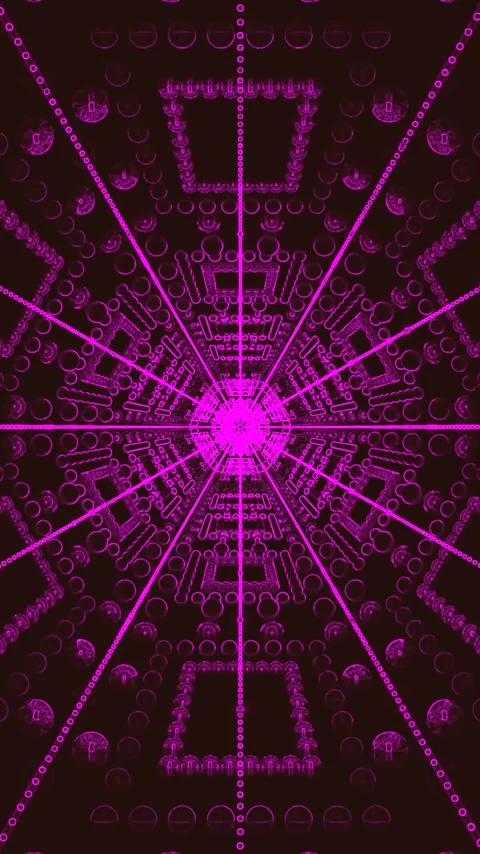Seamless tunnel video loop with vibrant pink patterns and intricate designs.. Stock Footage 321572591