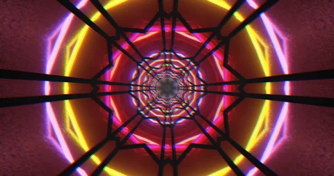 Seamless tunnel video loop with vivid colors and dynamic patterns creating .. Stock Footage 319071890