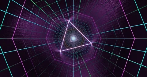 Seamless tunnel video vj loop screensaver with vibrant neon lights and geom.. Stock Footage 317337865