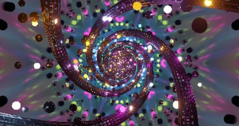 Seamless tunnel video vj loop screensaver features spinning light Stock Footage 317964028