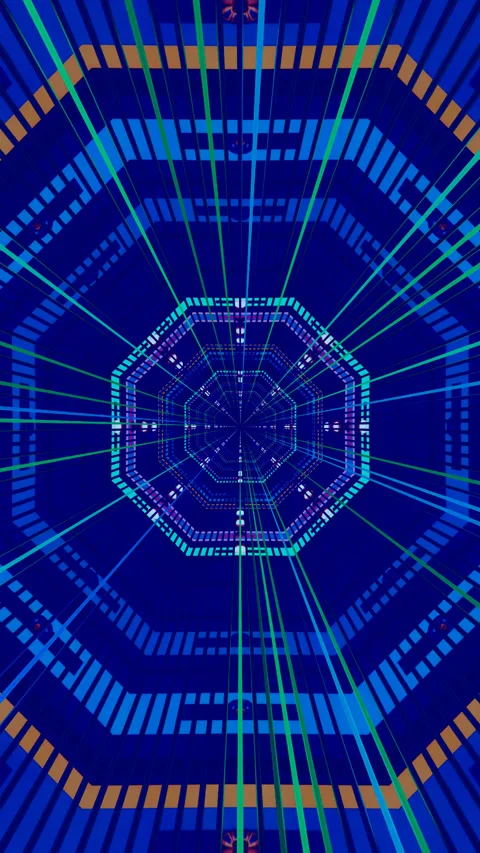 Seamless tunnel video vj loop screensaver with colorful light pat Stock Footage 318178348