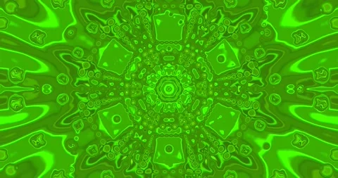 Seamless tunnel video vj loop screensaver with vibrant green patterns and s.. Stock Footage 318789335
