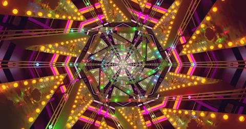 Seamless tunnel video vj loop screensaver with colorful lights and vibrant .. Stock Footage 318791912