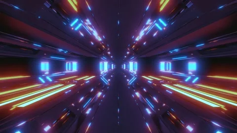 Seamless tunnel video vj loop screensaver with vibrant lights in motion Stock Footage 319070348