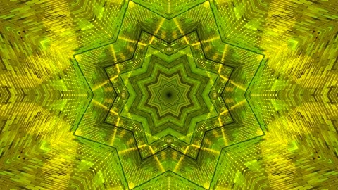 Seamless tunnel video vj loop screensaver with vibrant yellow patterns and .. Stock Footage 319427340