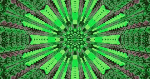 Seamless tunnel video vj loop screensaver in vibrant green with intricate p.. Stock Footage 320057972