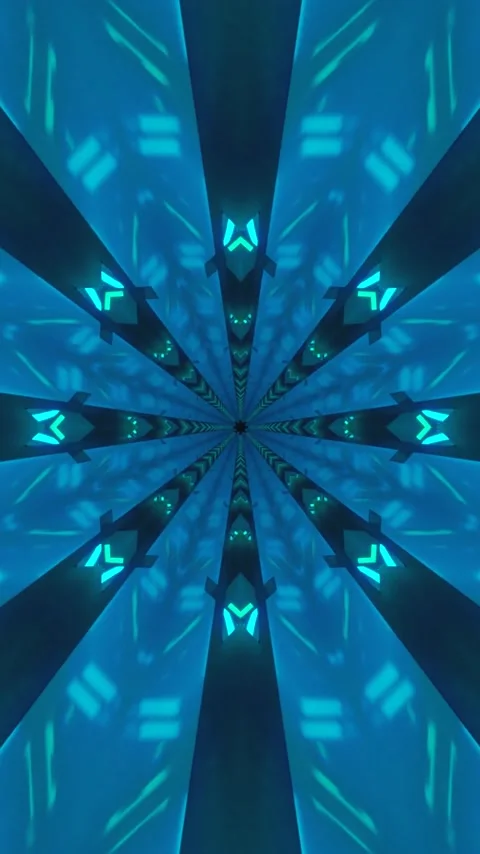 Seamless tunnel video vj loop screensaver with vibrant blue and green patte.. Stock Footage 320356801