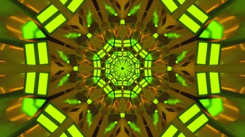 Seamless tunnel video vj loop screensaver with glowing green patterns and a.. Stock Footage 320394202