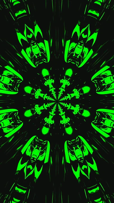 Seamless tunnel video vj loop screensaver featuring vibrant green patterns .. Stock Footage 321262722