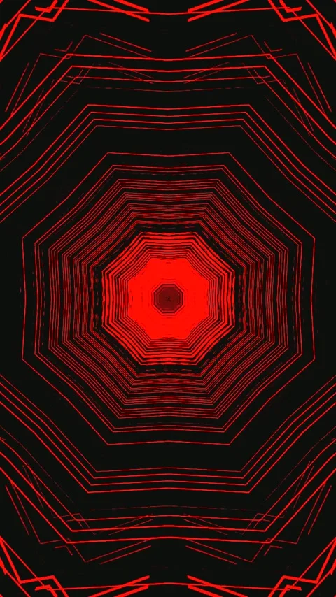 Seamless tunnel video vj loop displaying dynamic red and black patterns for.. Stock Footage 321266626