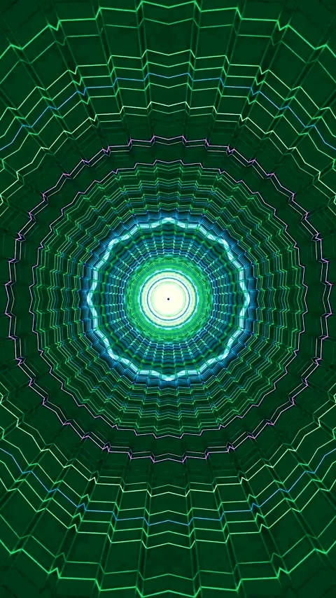 Seamless tunnel video vj loop screensaver featuring vibrant patterns and colo Stock Footage 321267141