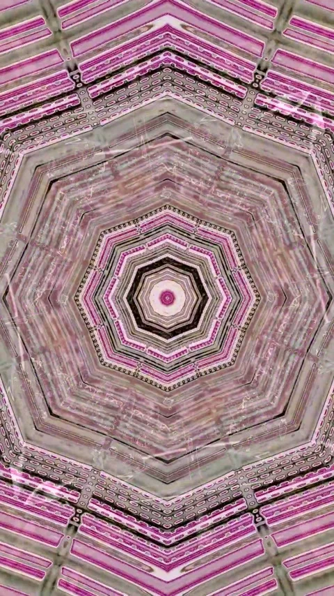 Seamless tunnel video VJ loop screensaver featuring intricate pink patterns.. Stock Footage 321267793