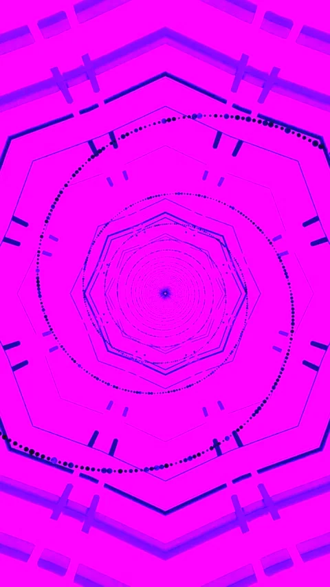 Seamless tunnel video vj loop screensaver featuring vibrant purple and geom.. Stock Footage 321565284