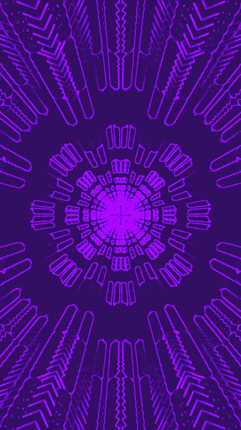 Seamless tunnel video vj loop displays vibrant purple patterns creating a h.. Stock Footage 321569027