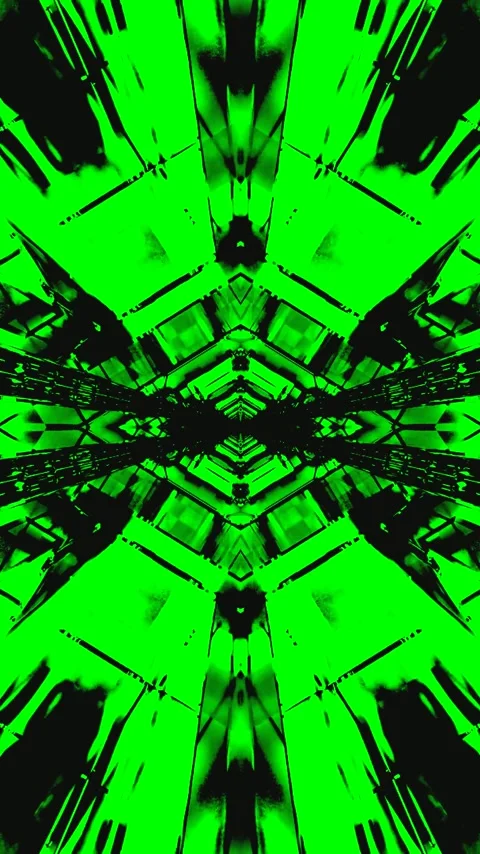 Seamless tunnel video vj loop screensaver with vibrant green patterns for a.. Stock Footage 321569295