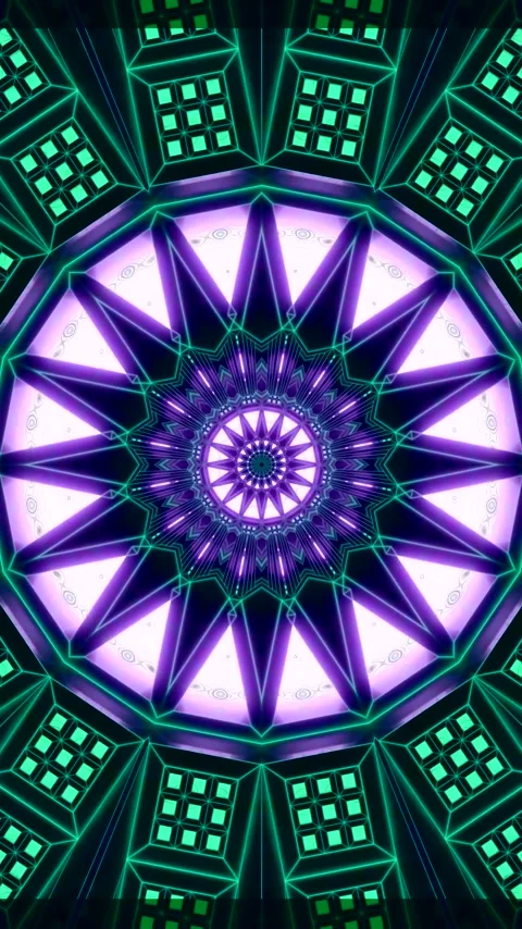 Seamless tunnel video vj loop screensaver shows geometric shapes and repeat.. Stock Footage 321570866