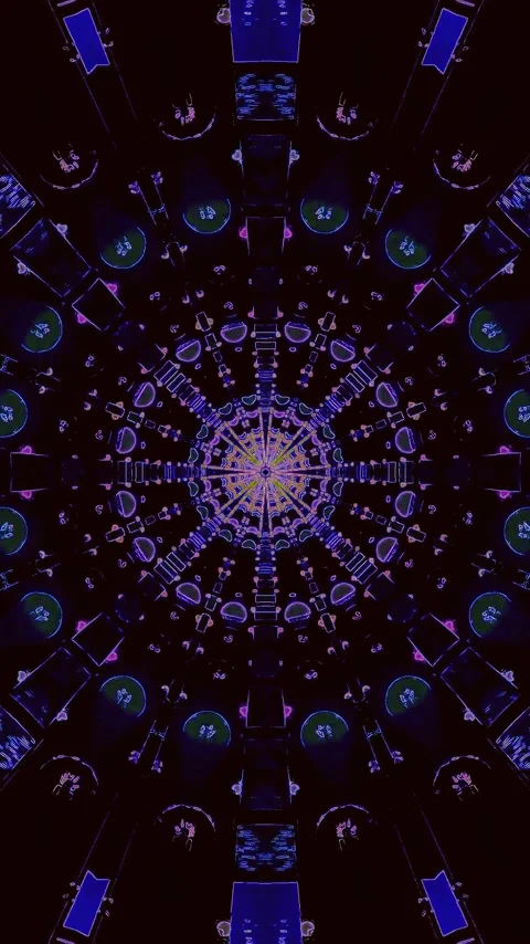 Seamless tunnel video vj loop screensaver showcasing vibrant colors and geo.. Stock Footage 321571413