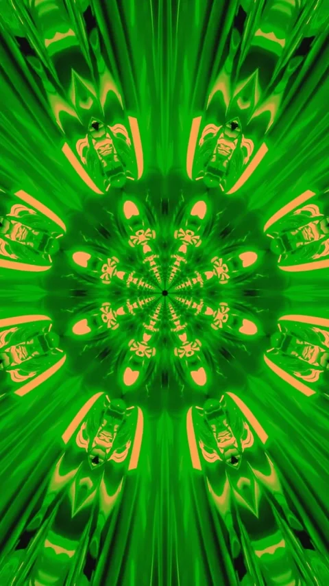 Seamless tunnel video vj loop screensaver with vibrant green and yellow color Stock Footage 321571603