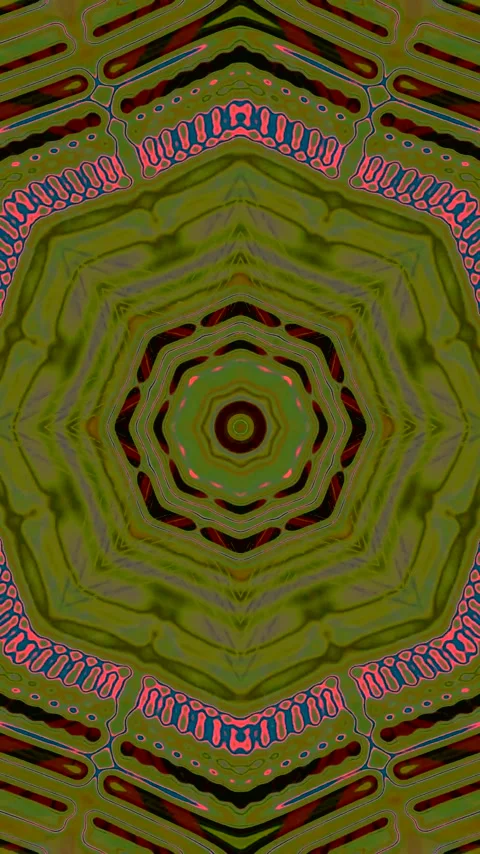 Seamless tunnel video vj loop screensaver with green and pink abstract patter Stock Footage 321574260
