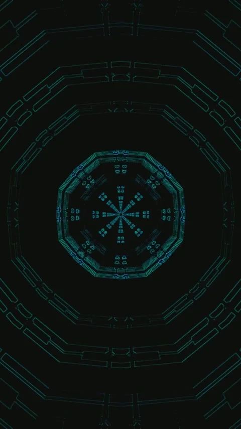 Seamless tunnel video vj loop screensaver with intricate patterns and glowi.. Stock-Footage 321575613