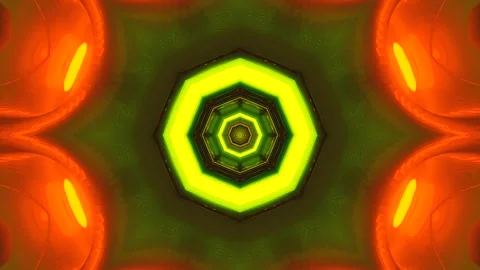 Seamless tunnel vj loop screensaver featuring vibrant geometric shapes and .. Stock Footage 320054828