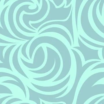 Seamless turquoise texture of spirals and curls. Sea pattern in pastel colors Stock Illustration