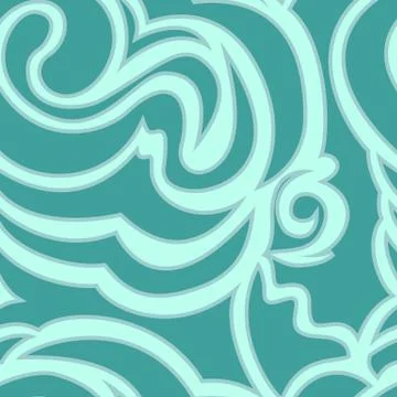 Seamless turquoise texture of spirals and curls. Sea pattern in pastel colors Stock Illustration