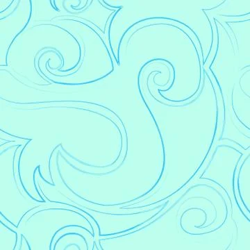 Seamless turquoise vector pattern of spirals and waves. The texture in a linear Stock-Illustration