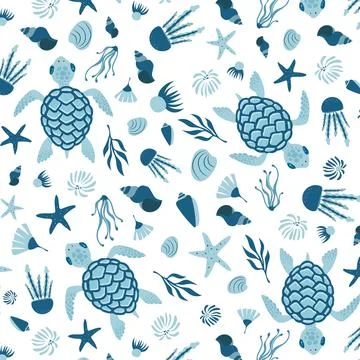 Seamless Turtle Pattern Stock Illustration