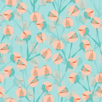 Seamless twotone abstract flowers pattern background , greeting card or fabri Stock Illustration
