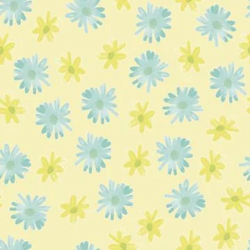 Seamless twotone daisy blossom pattern background, greeting card or fabric Stock Illustration