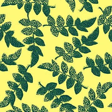 Seamless twotone dot leafs pattern background , greeting card or fabric Stock Illustration