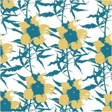 Seamless twotone flowers pattern on white background for fashion fabric Stock Illustration