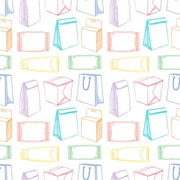 Seamless types of sketch packaging Stock Illustration