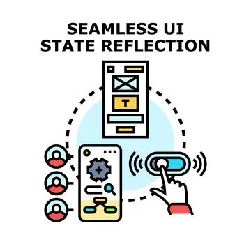 Seamless ui state reflection system development concept 库存插图