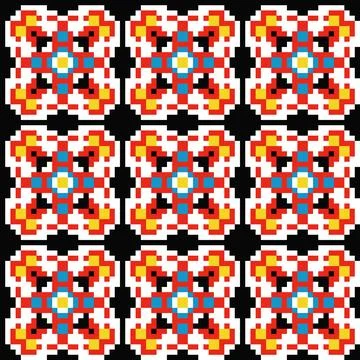 Seamless Ukrainian Geometric Tile Pattern Stock Illustration