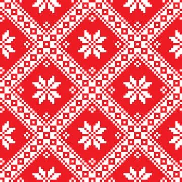 Seamless Ukrainian Slavic folk art red embroidery pattern Stock Illustration