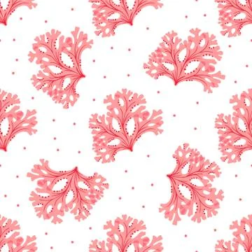 Seamless underwater pattern with red seaweed. Illustrazione stock