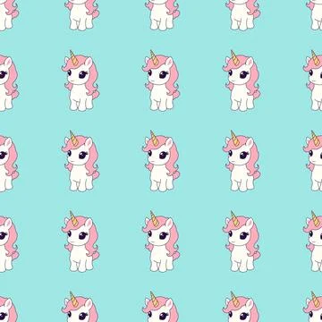 Seamless unicorn pattern on blue background. Stock Illustration
