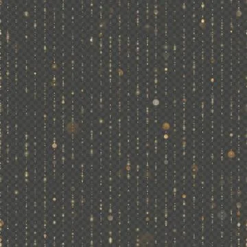 Seamless unique gold rain bokeh. Sparkling lines of shimmering lights. Glitter Stock Illustration