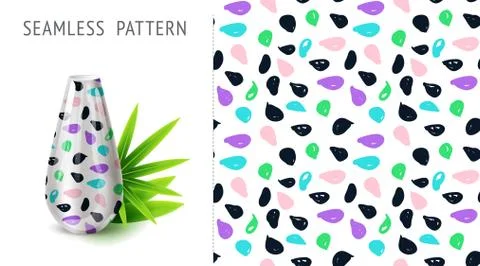 Seamless unique patterns, demonstrated on ceramic vase. Can be used for embro Stock Illustration