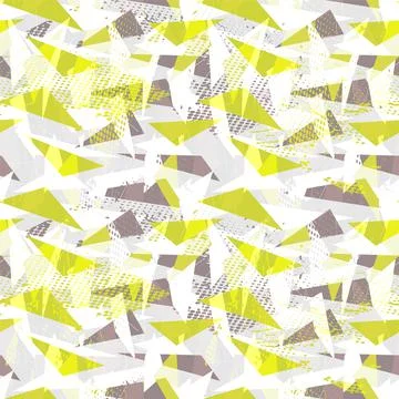 Seamless urban pattern with chaotic triangle shapes and grunge spots Stock Illustration