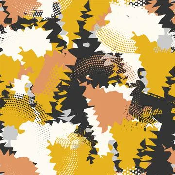 Seamless urban pattern with triangle curved geometry elements and grunge spots Stock Illustration