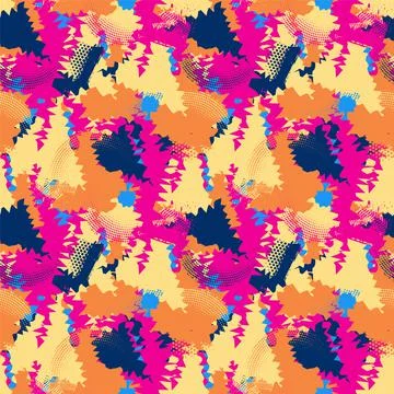 Seamless urban pattern with triangle curved geometry elements and grunge spots Stock Illustration