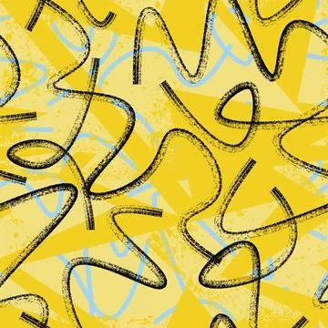 Seamless urban pattern with wave grunge lines and curved geometry elements Illustrazione stock